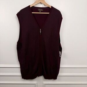 Tasso Elba Men's Size XXL Burgundy Full-Zip Sweater Vest